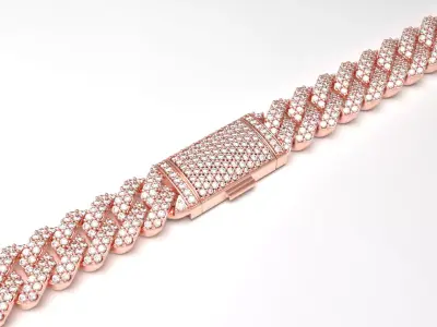 Cuban Link Chain Diamond Bracelet or Neckla 3D print model
