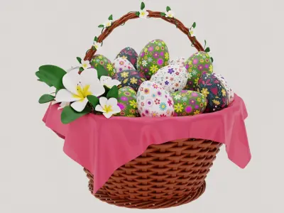 Easter Eggs Basket 3D model