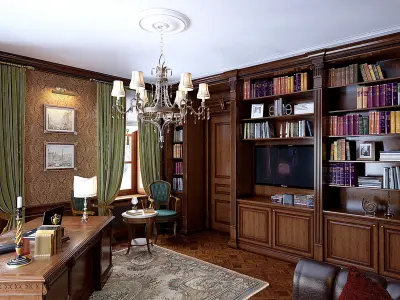 Classic Cabinet Scene Interior 3D model