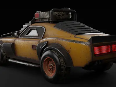 Rusty car-Game asset Low-poly 3D model