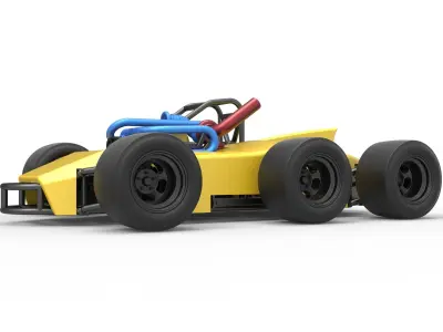 Concept race car with 6 wheels Scale 1 to 25 3D print model