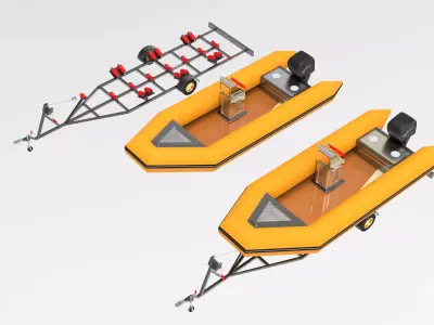 Boat Trailer  Low-poly 3D model