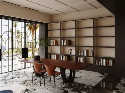 Modern Luxury Coastal Office Lounge 3D model