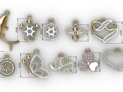 dijes- Colgantes paquete de 10 surtidos -v- 3D print model