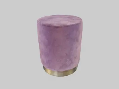 Velvet Pouf in pink Low-poly 3D model