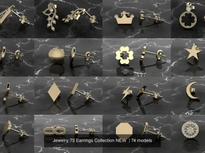 Jewelry 73 Earrings Collection NEW  3D Model Pack