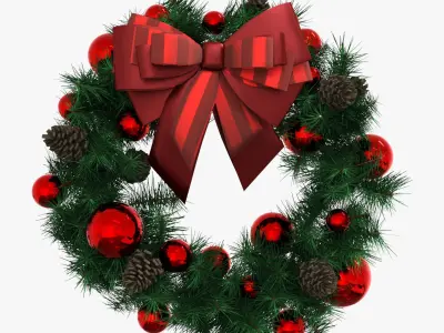 Wreath red Ball Low-poly 3D model