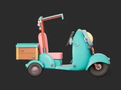Cartoon tricycle Low-poly 3D model Low-poly 3D model