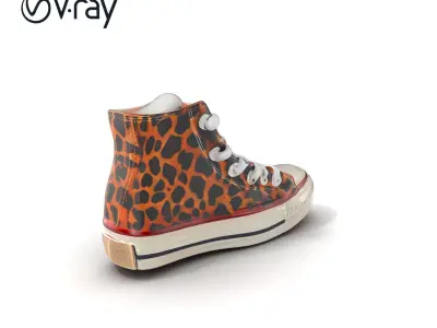 Cheetah Print High-Top Sneaker model pack Low-poly 3D model