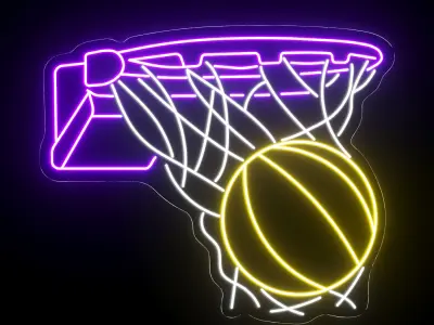 Basketball Neon Sign 3D model