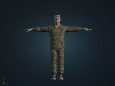 Low-Poly Soldier 3D Model T Pose Game Ready  Low-poly 3D model