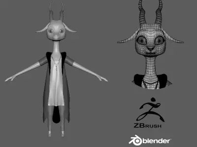 Cartoon Deer- base mesh Low-poly 3D model