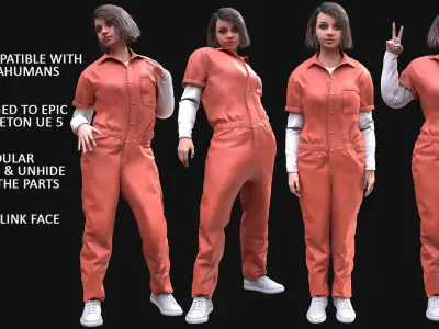 Woman - Prisoner - Modular - Rigged Low-poly 3D model