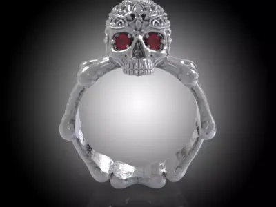 Stylish Skull Ring -Firenze Collection- Silver - Gold - Diamond  3D print model