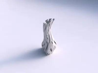 Vase puffy bent triangle with cuts 3D print model purchase