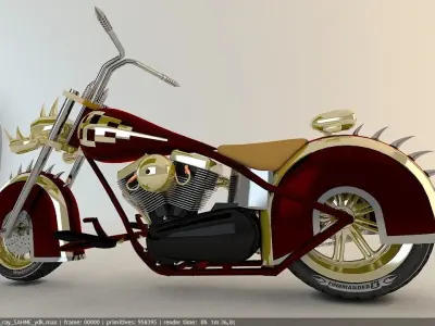 chrome engine chopper motorcycle 3D model