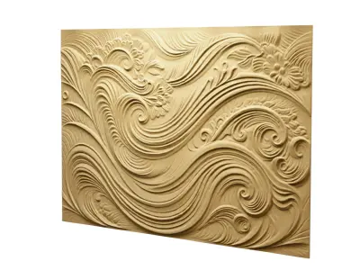 modern panel wall decor set relief stl mural CNC 164 3D model