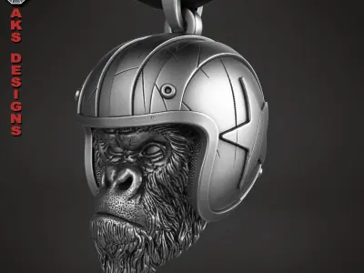Pendant animal jewelry Biker gorilla 1  3D print model