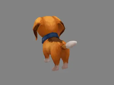 Cartoon beagle puppy - yellow dog Low-poly 3D model
