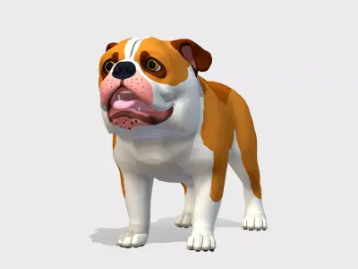 Cartoon Dog - Bulldog Low-poly 3D model