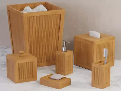 Natural Elements 6 pc Bamboo Bath Accent Set 3D model