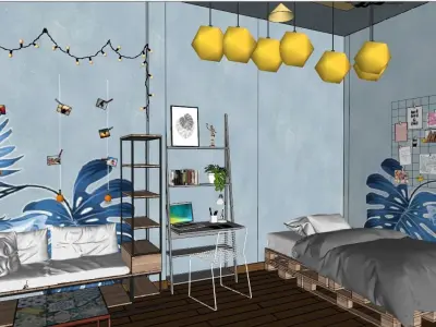 2 Apartment In 1 Floor  With Bathroom And Balcony 3D model