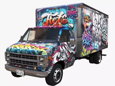 Graffiti truck Low-poly 3D model