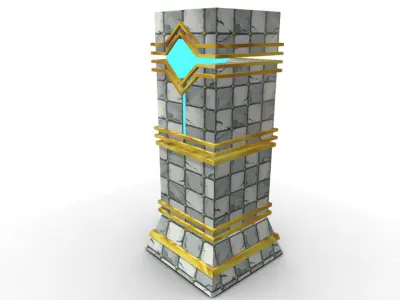 game cartoon pillar 3D model
