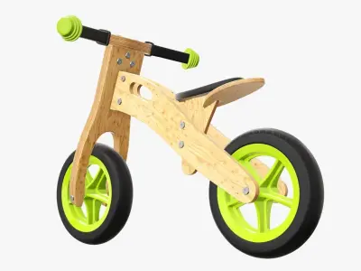 Balance bike for kids wooden v2 3D model