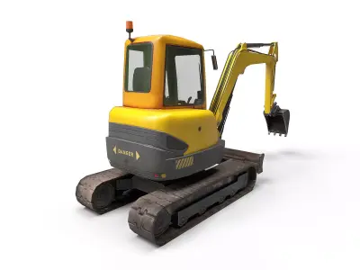 Mini Excavator Low-poly 3D model from CGTrader