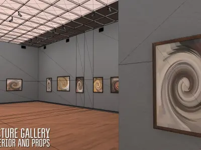 Picture gallery - interior and props Low-poly 3D model