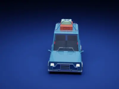 Stylish Cartoon style car with top carrier Low-poly 3D model