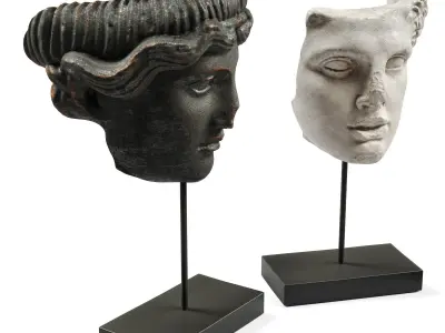 Hercules and Orpheus heads SCULPTURE Low-poly 3D model