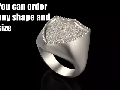 shield man  signet ring model 584 3D print model