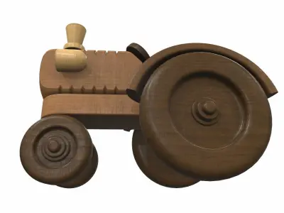 Wooden tractor toy 8 Free 3D model
