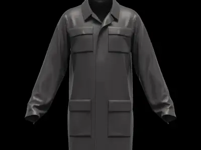 Male long jacket 3D model