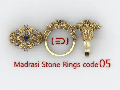 Madrasi And Stone Rings Collection  3D print model