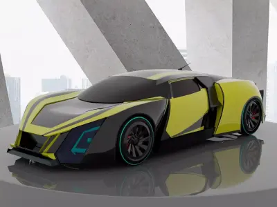  yellow sports car 3D model