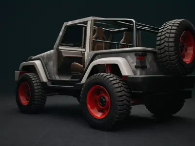 Rigged Jeep Low-poly 3D model