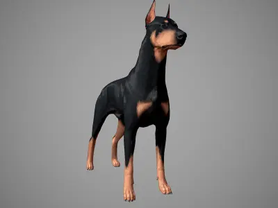 Doberman Real-Time Low-poly 3D model