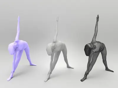 Young woman doing sport exercises 425 Low-poly 3D model