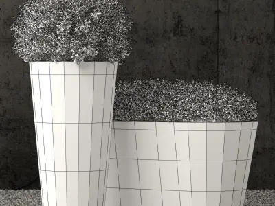 Restoration Hardware estate zinc round planters 3D model