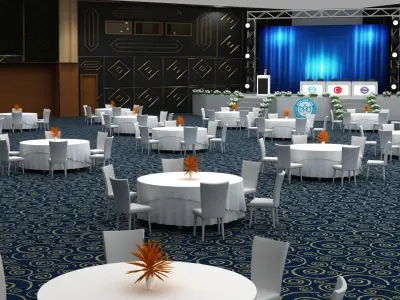 3d Stage Decoration with Circle Table 006 3D model