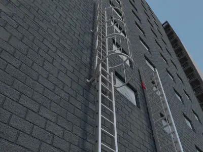 Ladders staircases exterior safety stairs modern architecture Low-poly 3D model