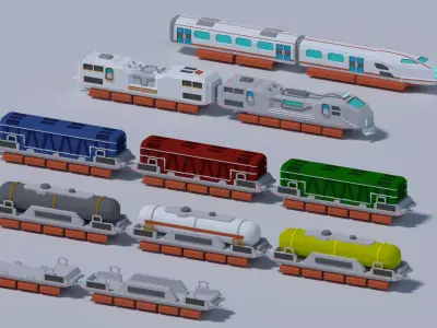 Maglev train low-poly 3D model Free low-poly 3D model
