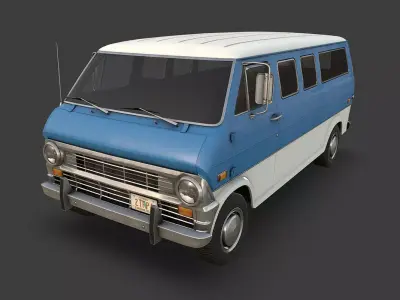 Retro Van Low-poly 3D model