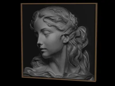 Womans Face Relief 1 3D print model