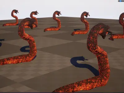 Hell worm low-poly game engine ready 3D model Low-poly 3D model