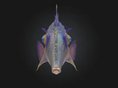 Exotic Blue Bladefish Stylized Aquatic Creature Model  3D model