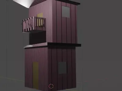 a low poly house wooden box with hole in middle Free 3D model